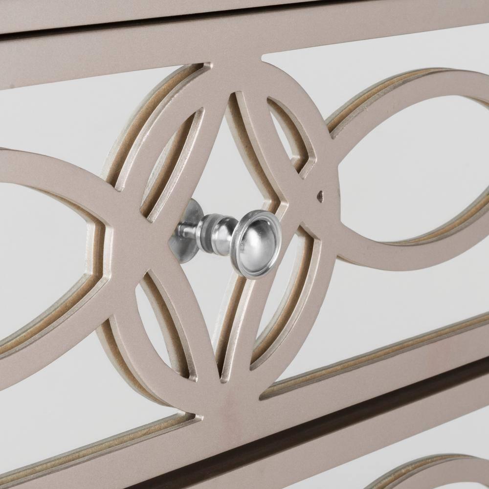 SAFAVIEH Catalina Classic Swirl Solid 3 Drawer Mirror Chest, Champagne/Nickel