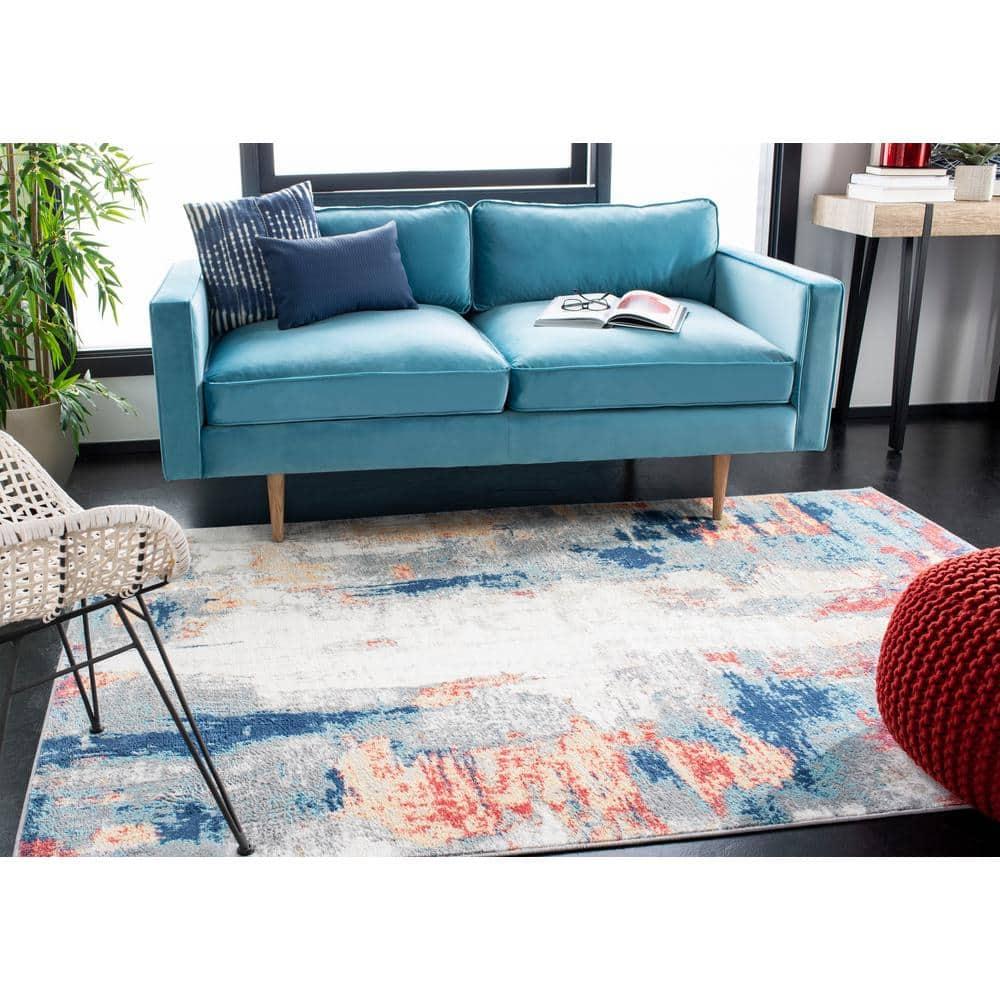 Jasper JSP101 Power Loomed Area Rug - Grey/Red - 8'x10' - Safavieh