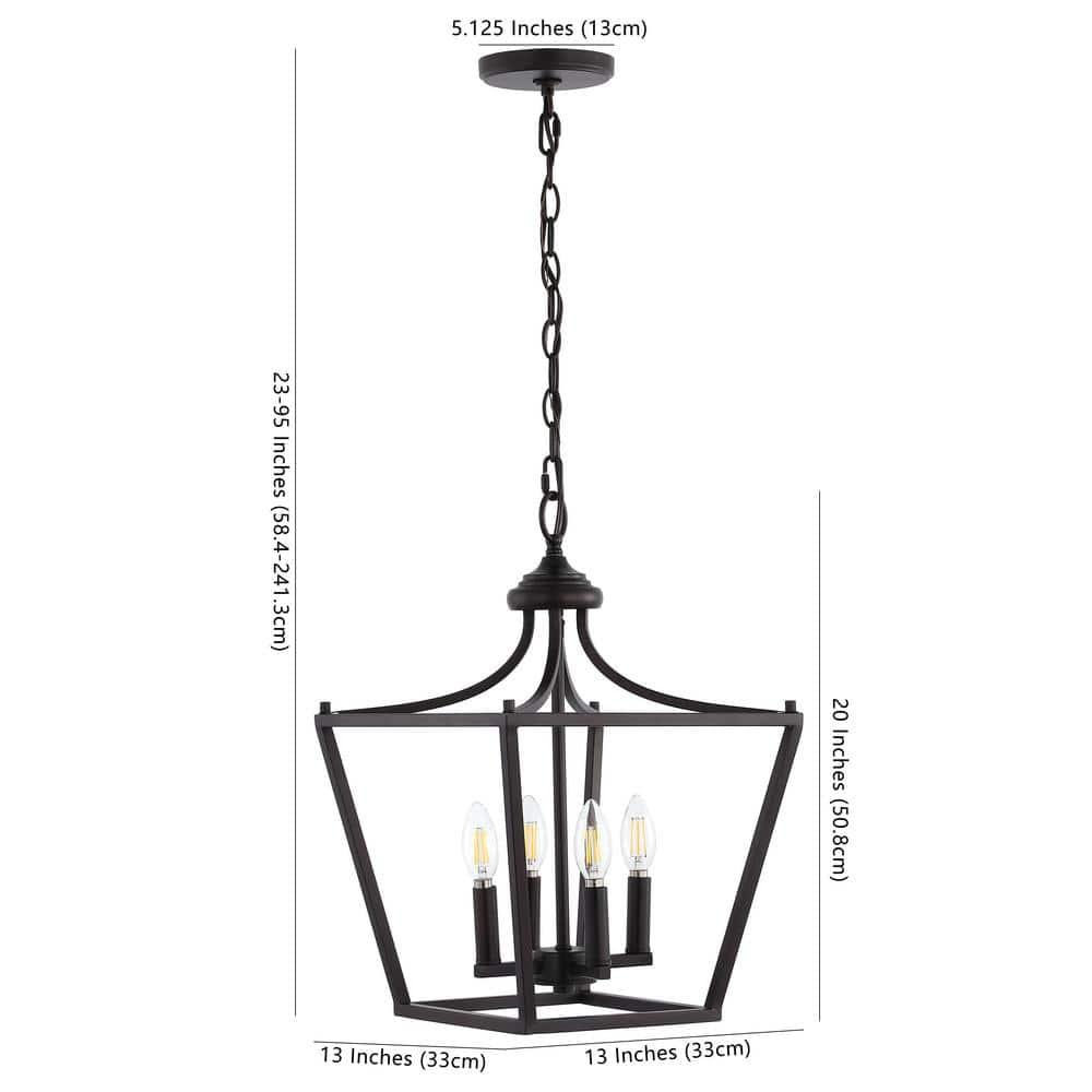 Camden 13" 4-Light Iron Classic Midcentury Pendant Lantern, Oil Rubbed Bronze