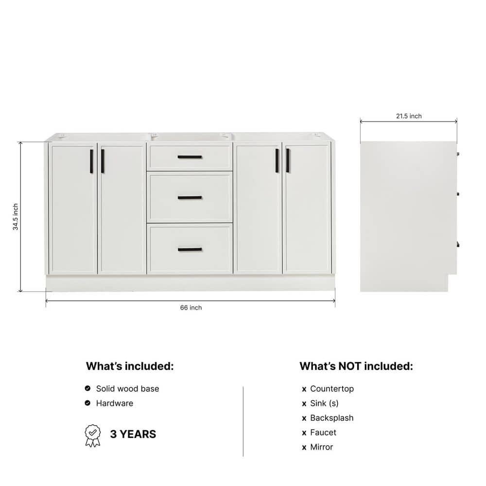 Ariel Kelley 66 Inch Double Sink Base Cabinet In Oak