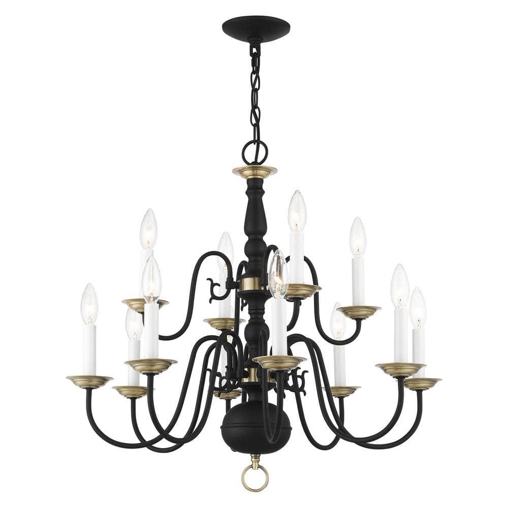 Livex Lighting Williamsburgh 12 - Light Chandelier in  Black
