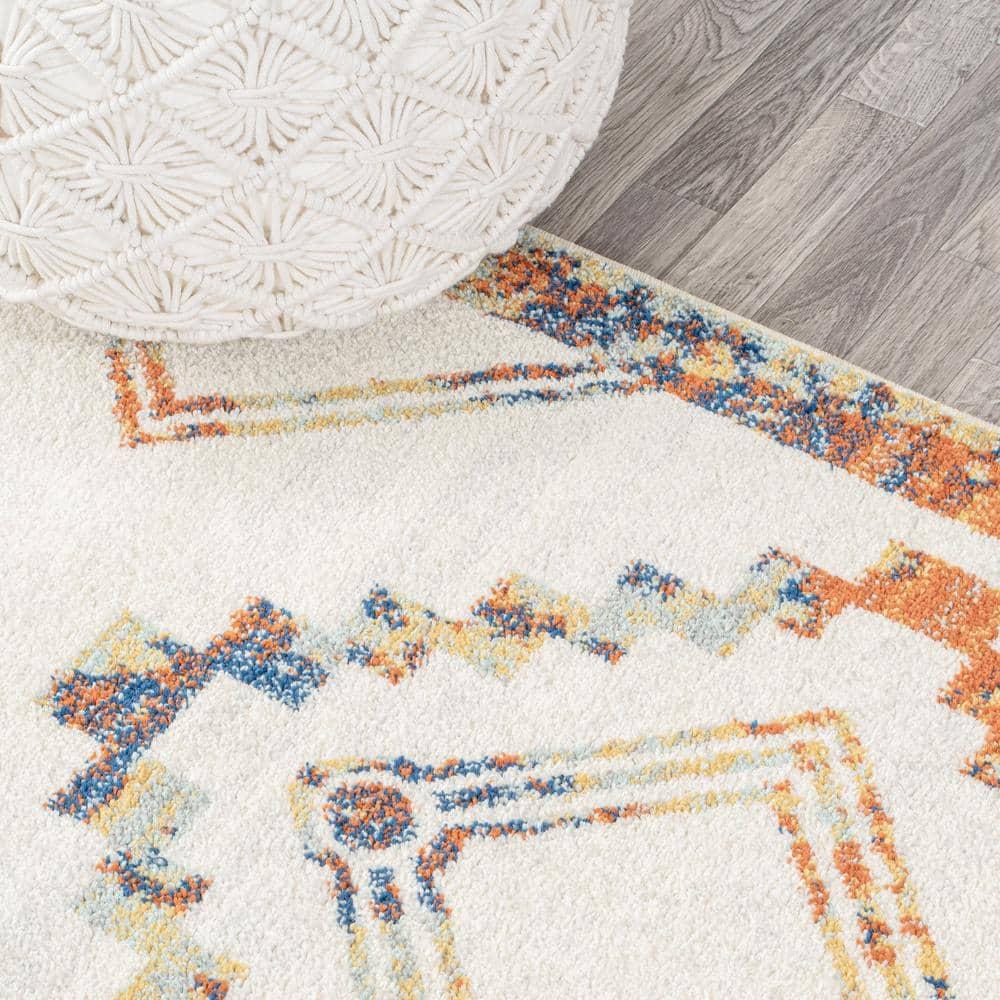 JONATHAN Y Amir Moroccan Beni Souk Ivory/Blue/Orange 5 ft. x 8 ft. Area Rug