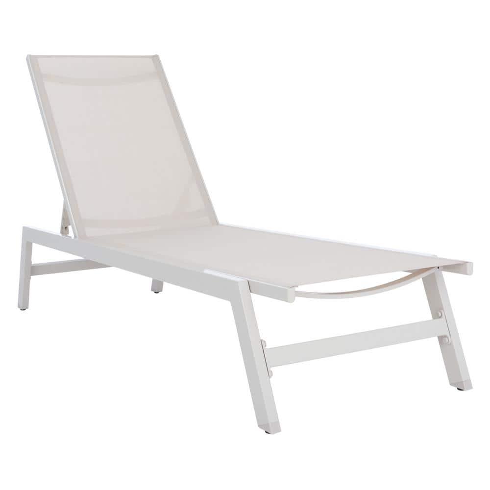 Fionne Sunlounger - Outdoor - PAT9038 - White/Beige -Safavieh