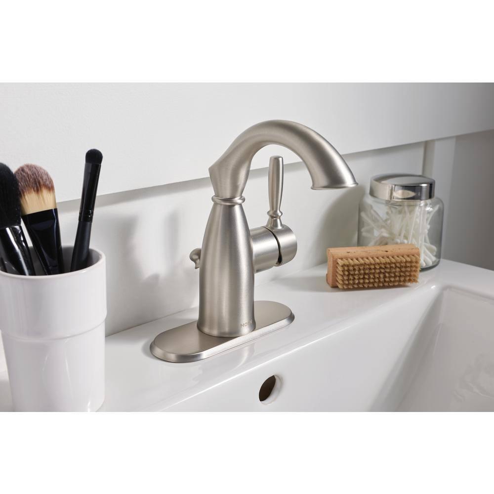 Moen Sarona Single Hole Bathroom Faucet with Drain Assembly and Optional Deckplate