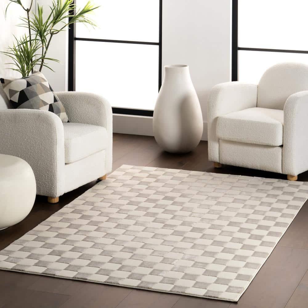 Nuloom Alaiya Checkered Pet Friendly Textured Machine Washable Area Rug, 8' x 10', Cream