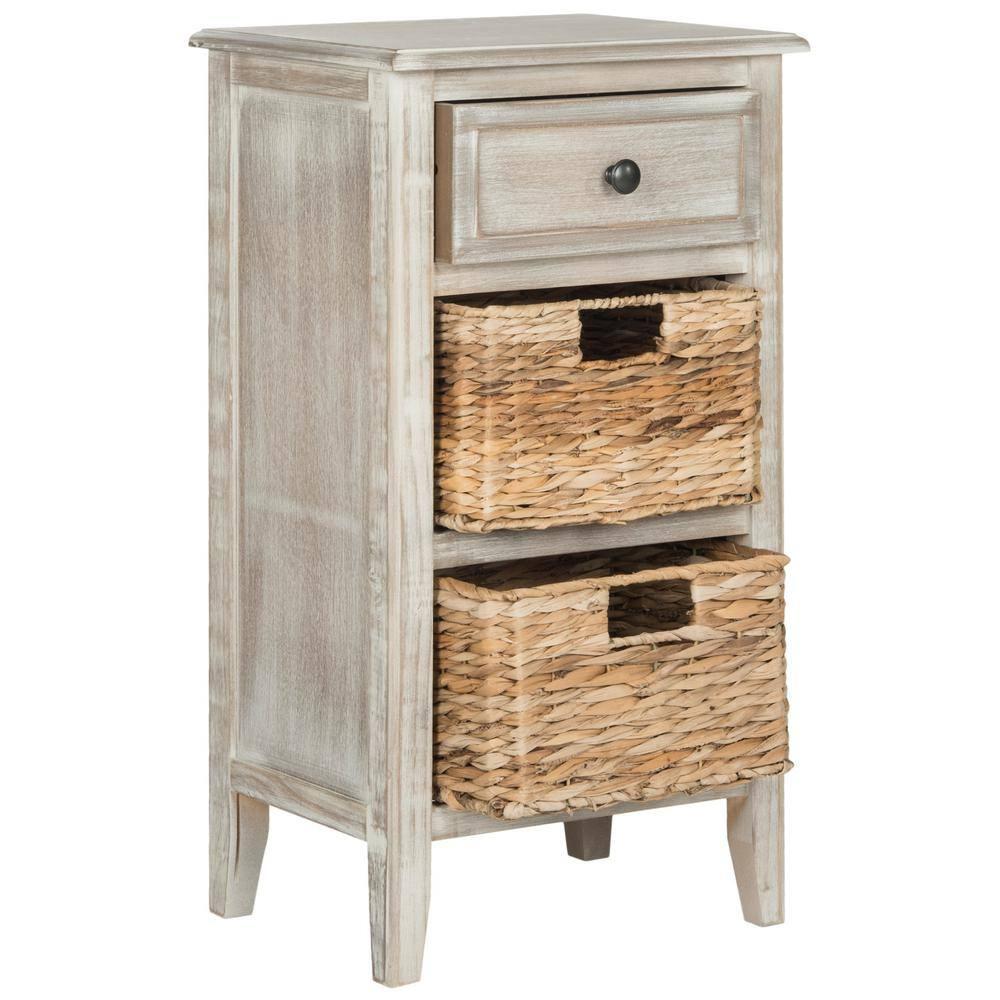 Everly Drawer Side Table - Taupe - Safavieh.