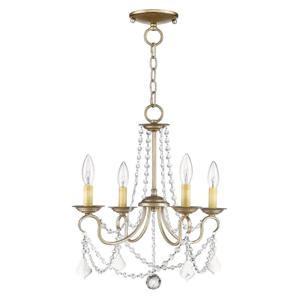 Livex Lighting Pennington 4 - Light Chandelier in  Antique Silver Leaf