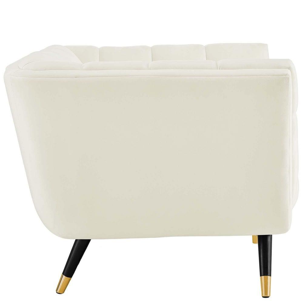 Modway Adept Performance Velvet Accent Armchair in Ivory and Black