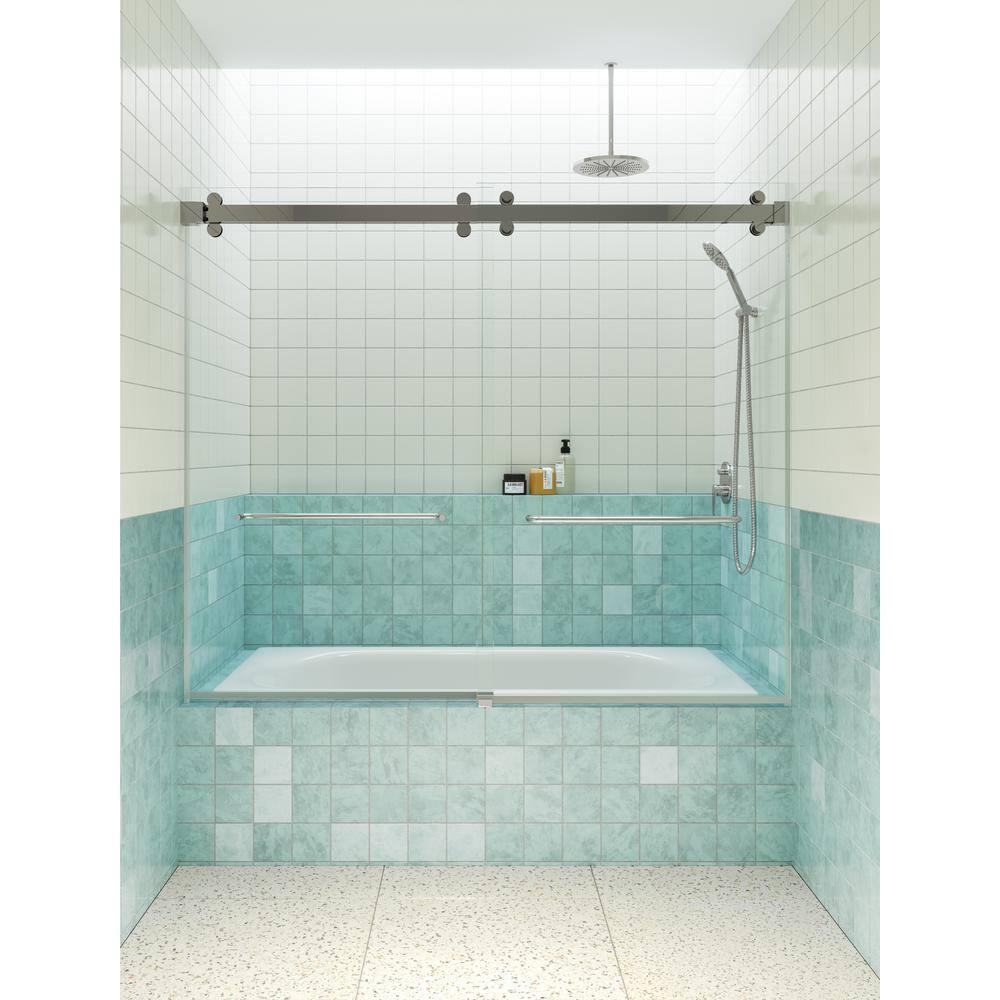 Polaris 60 in. x 60 in. Fully Frameless Sliding Bypass Bathtub Door