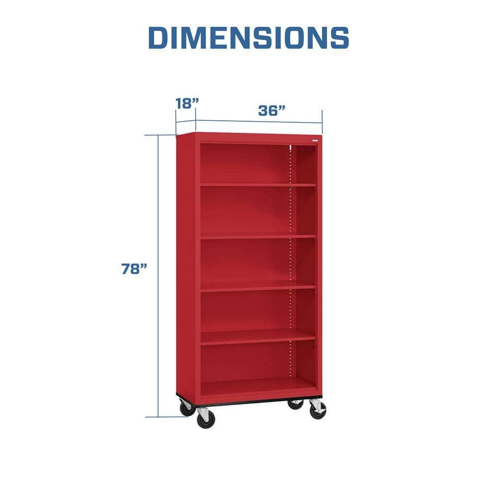 Sandusky Lee 36" W x 18" D x 78" H Steel Mobile Bookcase with 4 Adjustable Shelves by Sandusky