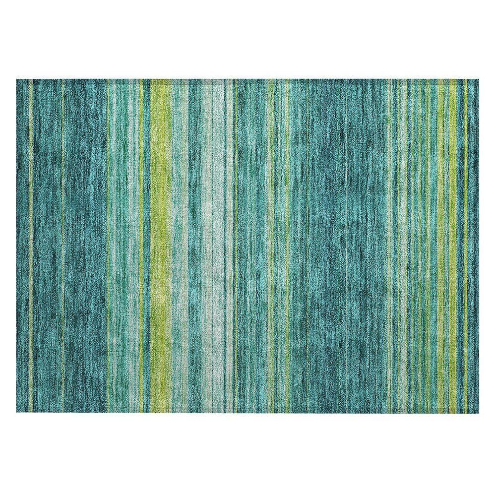 Addison Rugs Chantille Indoor/Outdoor Transitional Geometric, Abstract Teal Washable Rectangle Rug, 1'8" x 2'6"