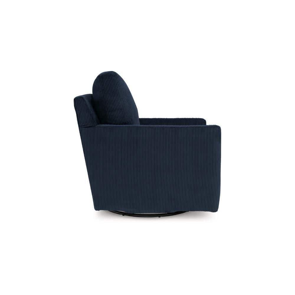 Lipo Blue Polyester Blend Swivel Accent Chair with Metal Frame