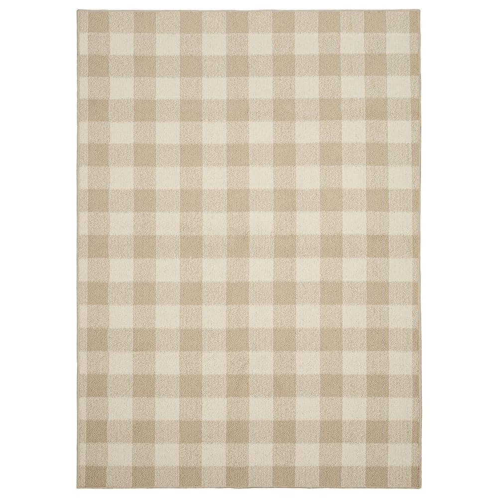 Garland Rug Country Living Buffalo Plaid Polypropylene Tan/Ivory Indoor Area Rug, 7' x 10'
