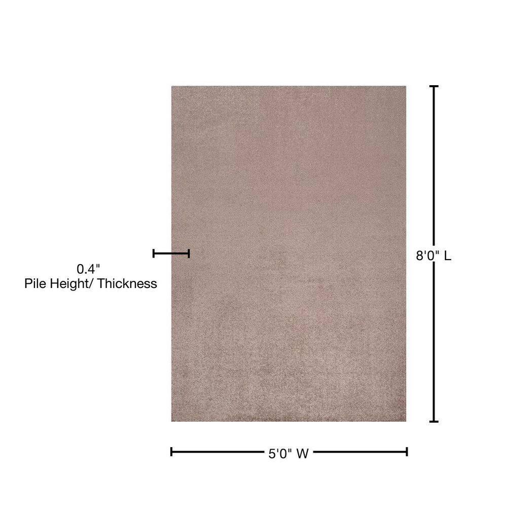 5'x8' Haze Solid Low-Pile Area Rug, Brown - JONATHAN Y