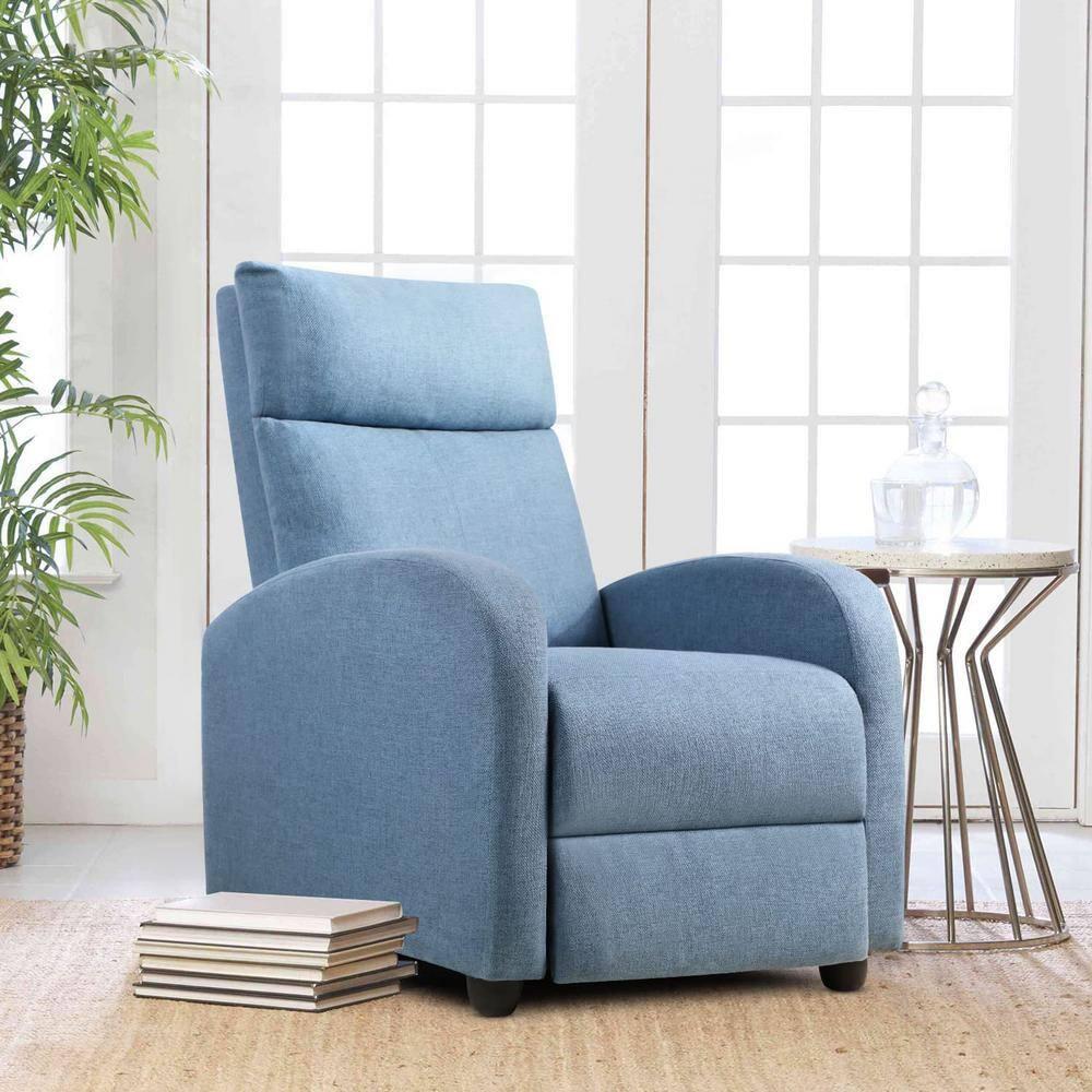 LACOO Linen Home Theater Recliner with Massage Backrest - Blue