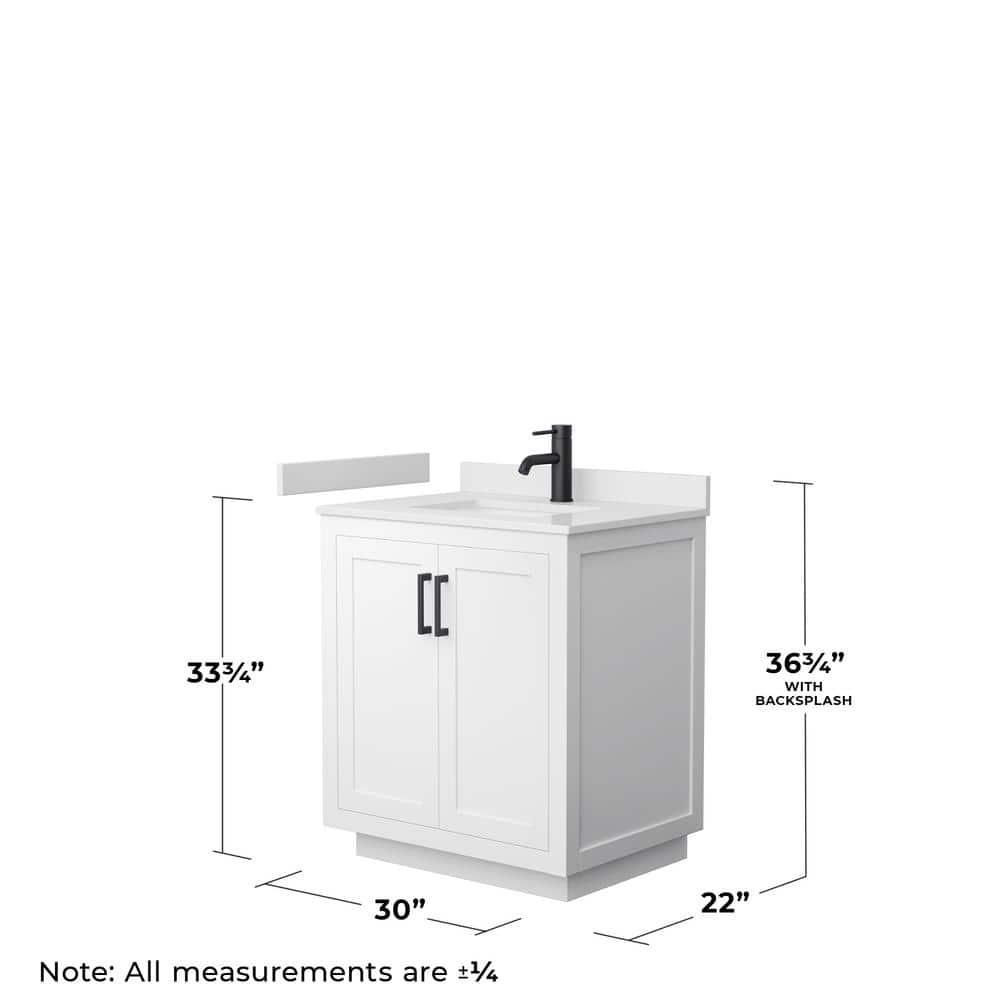 Wyndham Collection Miranda 30" Freestanding Single Bathroom Vanity with Cultured Marble Top
