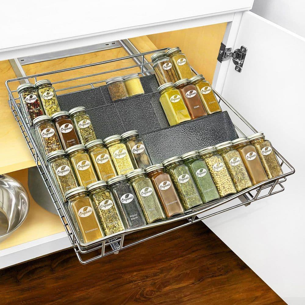 LYNK PROFESSIONAL LYNK PROFESSIONAL® Spice Drawer Organizer - Heavy Gauge Steel 4 Tier Spice Rack - Silver Metallic