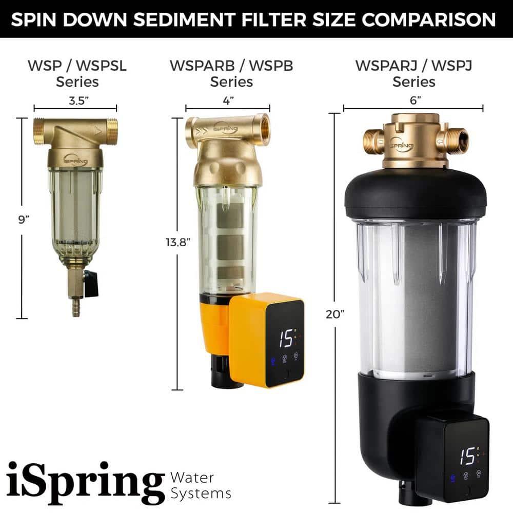 Jumbo Brass and Clear Spin-Down Sediment Water Filter with Auto Flushing