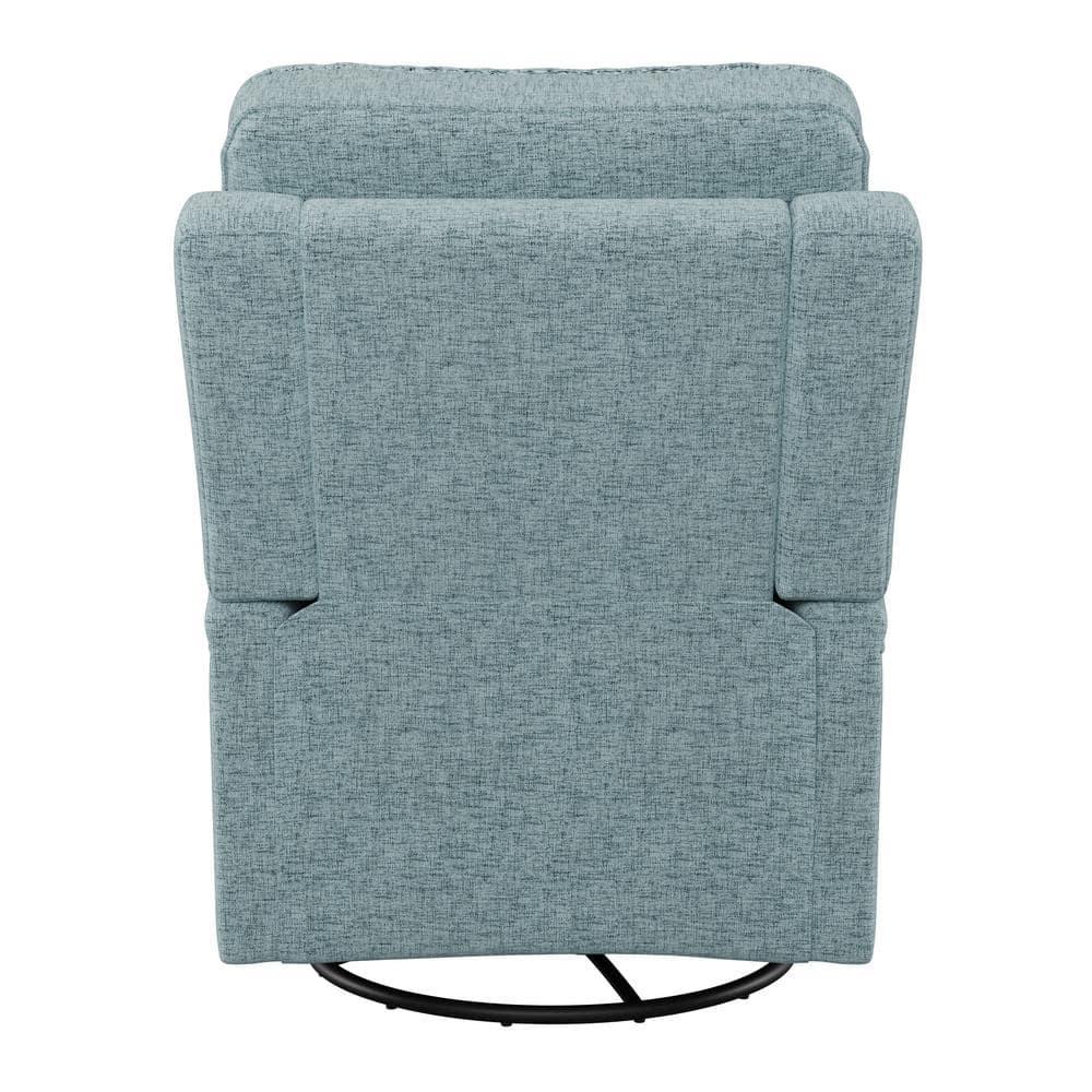 CorLiving Jasmine Swivel Glider Press-Back Recliner Chair Blue: Upholstered Polyester, Metal & Wood Frame, 300lb Capacity