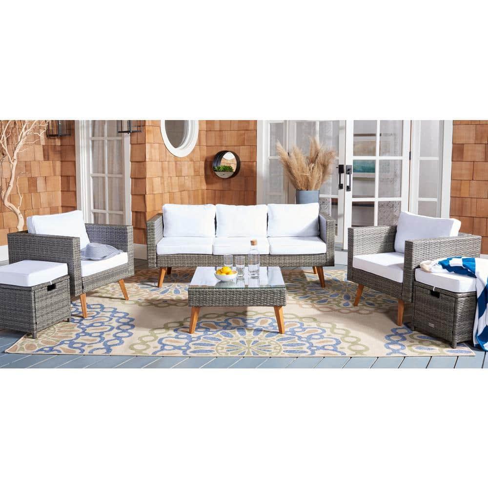 Presla 6 Pc Living Set - Indoor/Outdoor - PAT7715 - Grey Brown/White - Safavieh