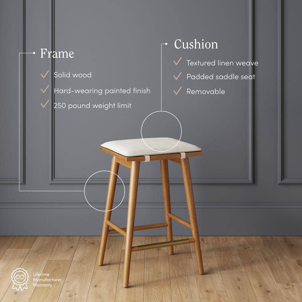 Nathan James Barker Upholstered Counter Stool with Solid Wood Frame