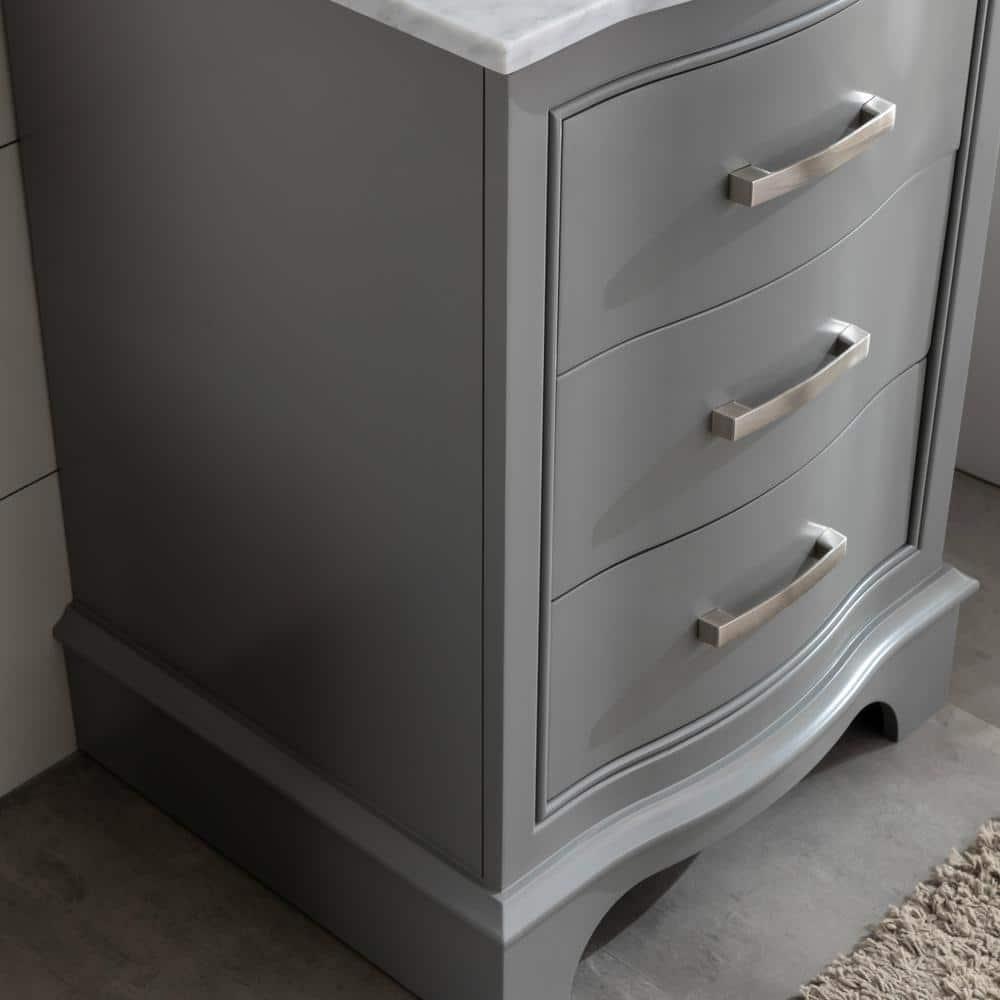 Monroe 24 in. W x 22 in. D Bath Vanity in Gray with Natural Marble Vanity Top in Carrara White with White Sink