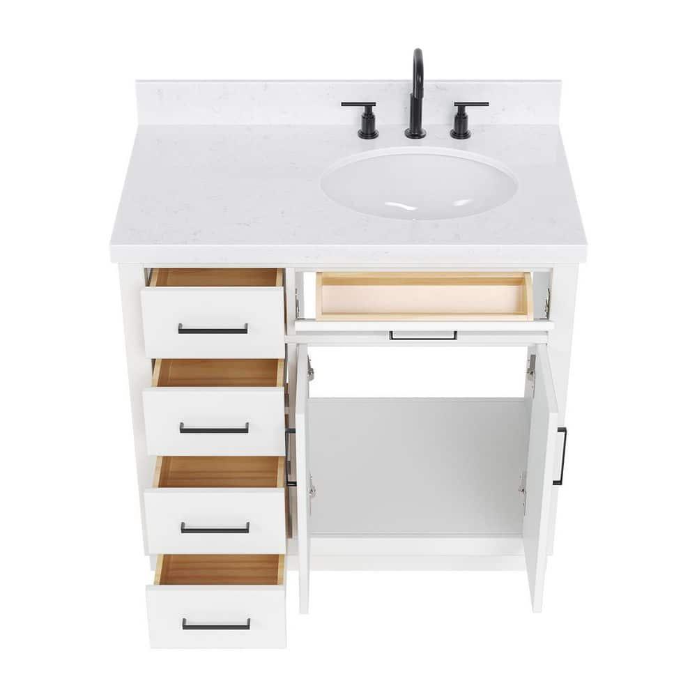 Ariel T036srcqovo Hepburn 36" Free Standing Single Basin Vanity Set - White