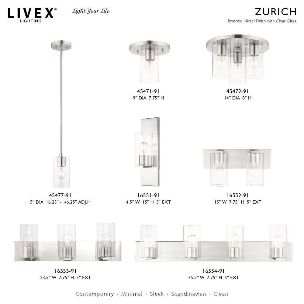 Livex Lighting Zurich 3 - Light Flush Mount in  Brushed Nickel