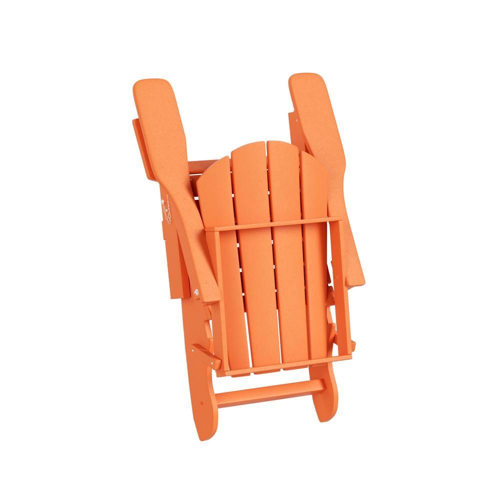 JUSTLET Outdoor Patio Chair, HDPE Folding Adirondack Chair Set of 2, Orange