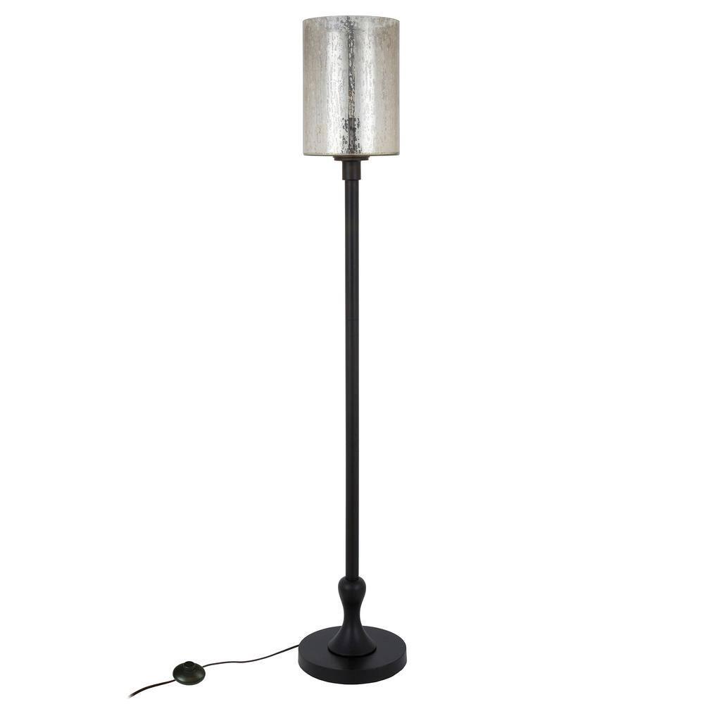 Numit 68.75" Tall Floor Lamp with Glass Shade in Brass/Mercury Glass