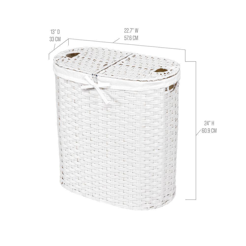 Handwoven Double Lidded Oval Hamper Sorter