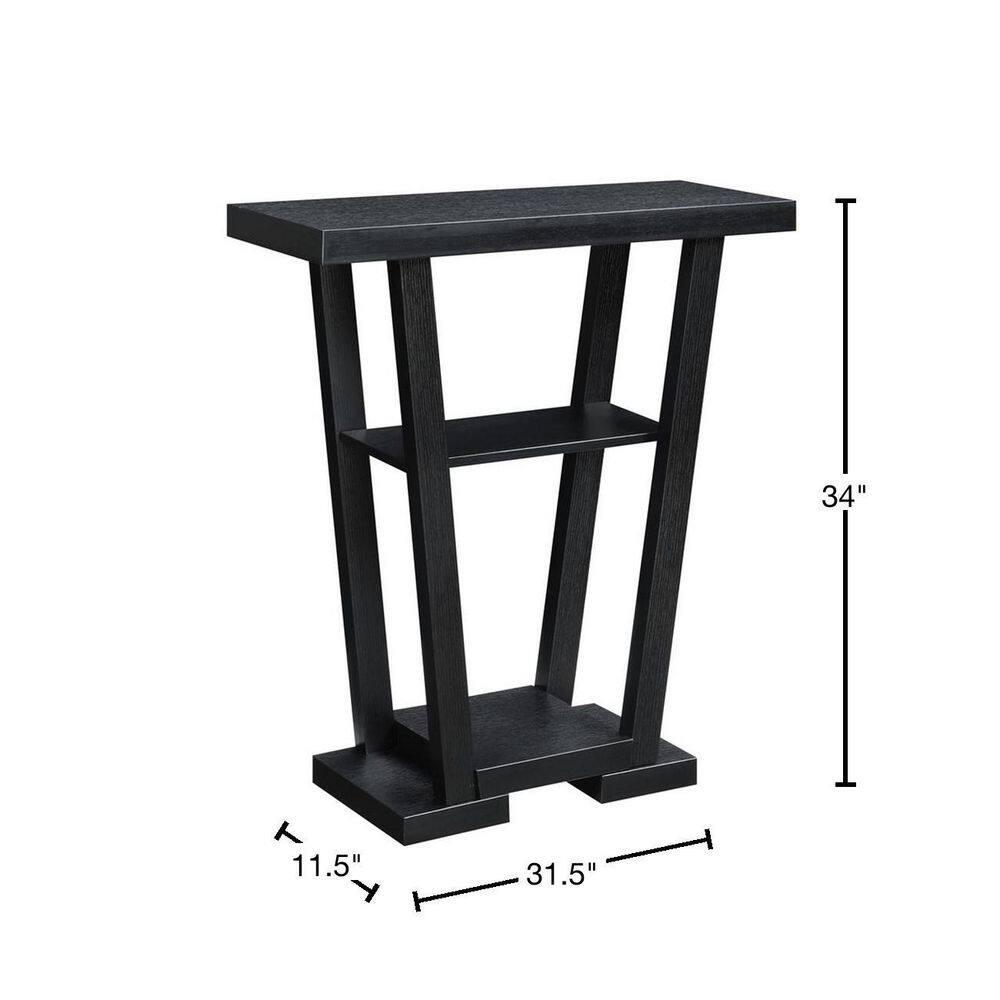 Convenience Concepts Newport V Console with Shelves, Black