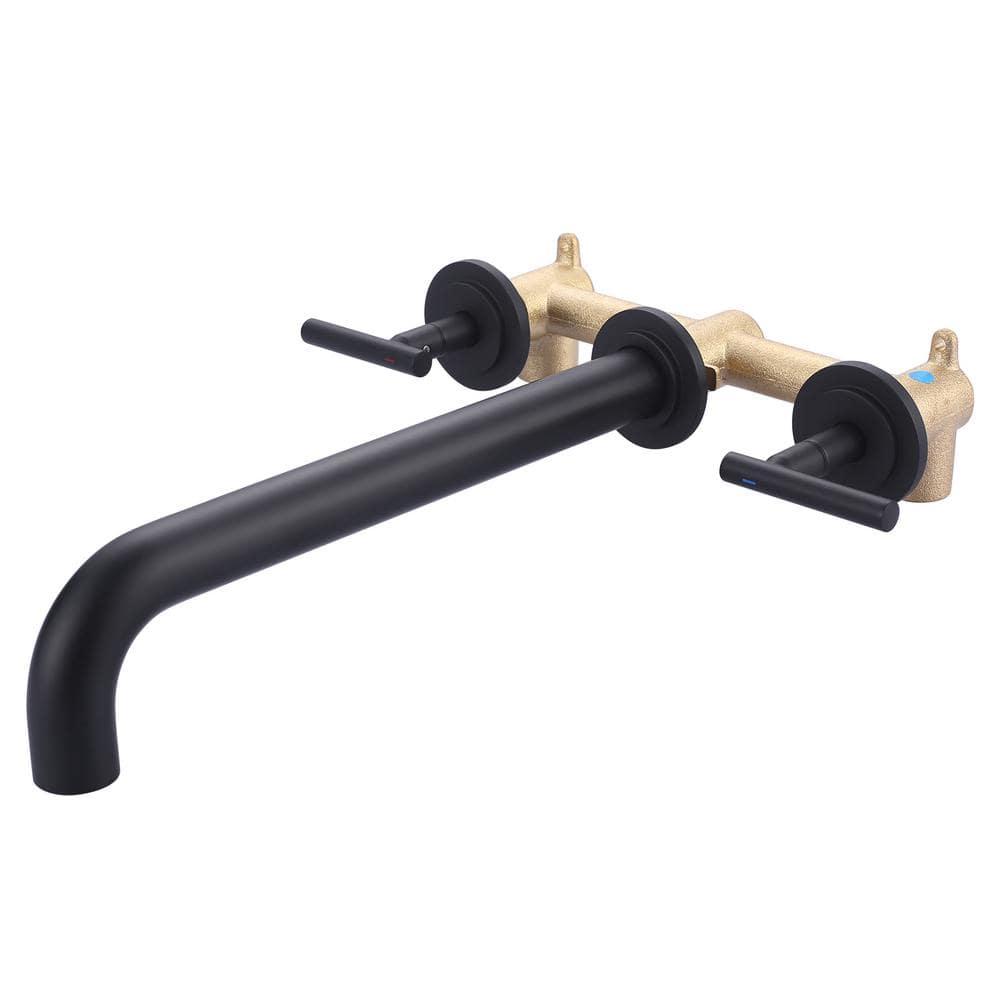 2-Handle 3-Hole Wall Mounted Roman Tub Faucet With 360° Swivel Spout
