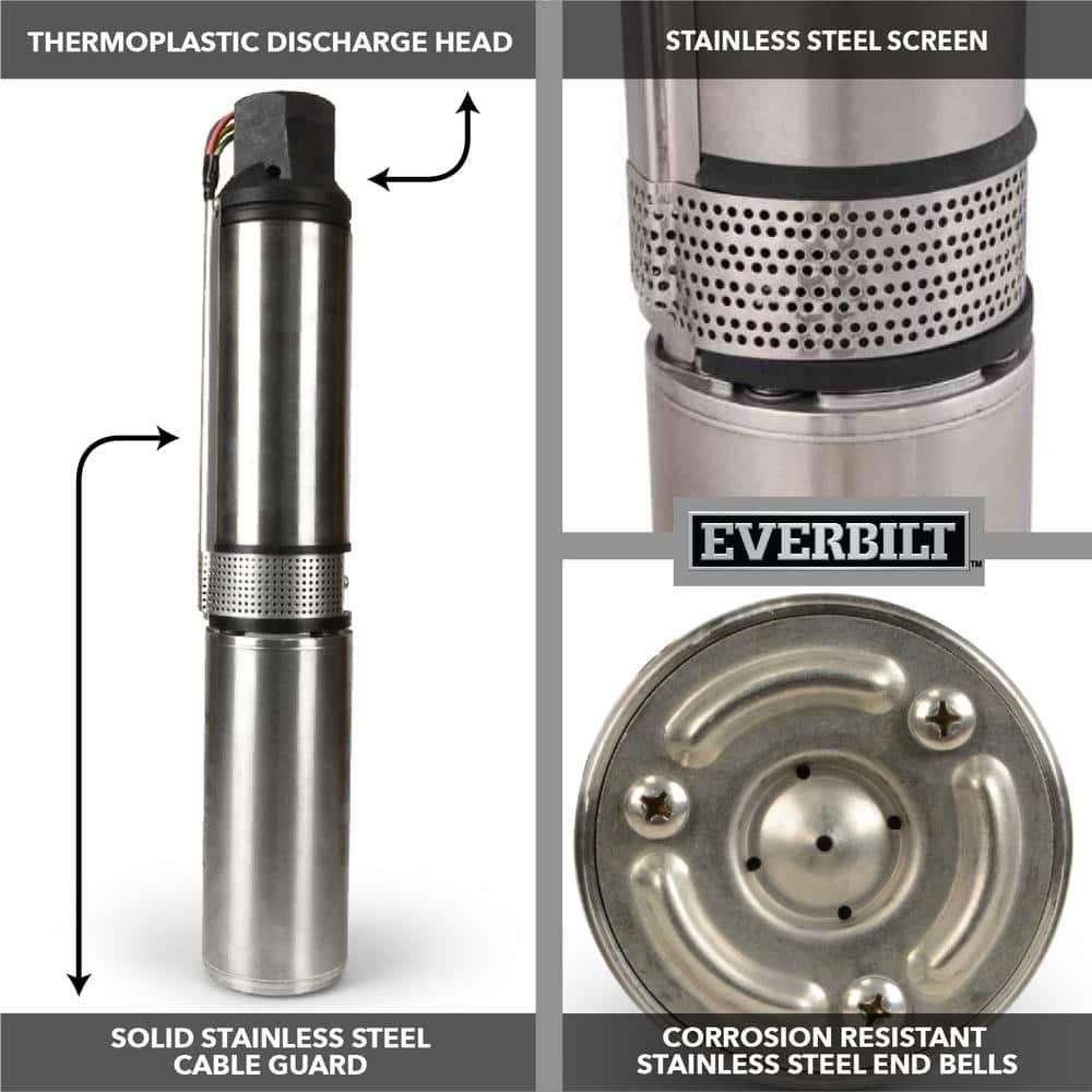 1 HP Submersible 3-Wire Motor 10 GPM Deep Well Potable Water Pump