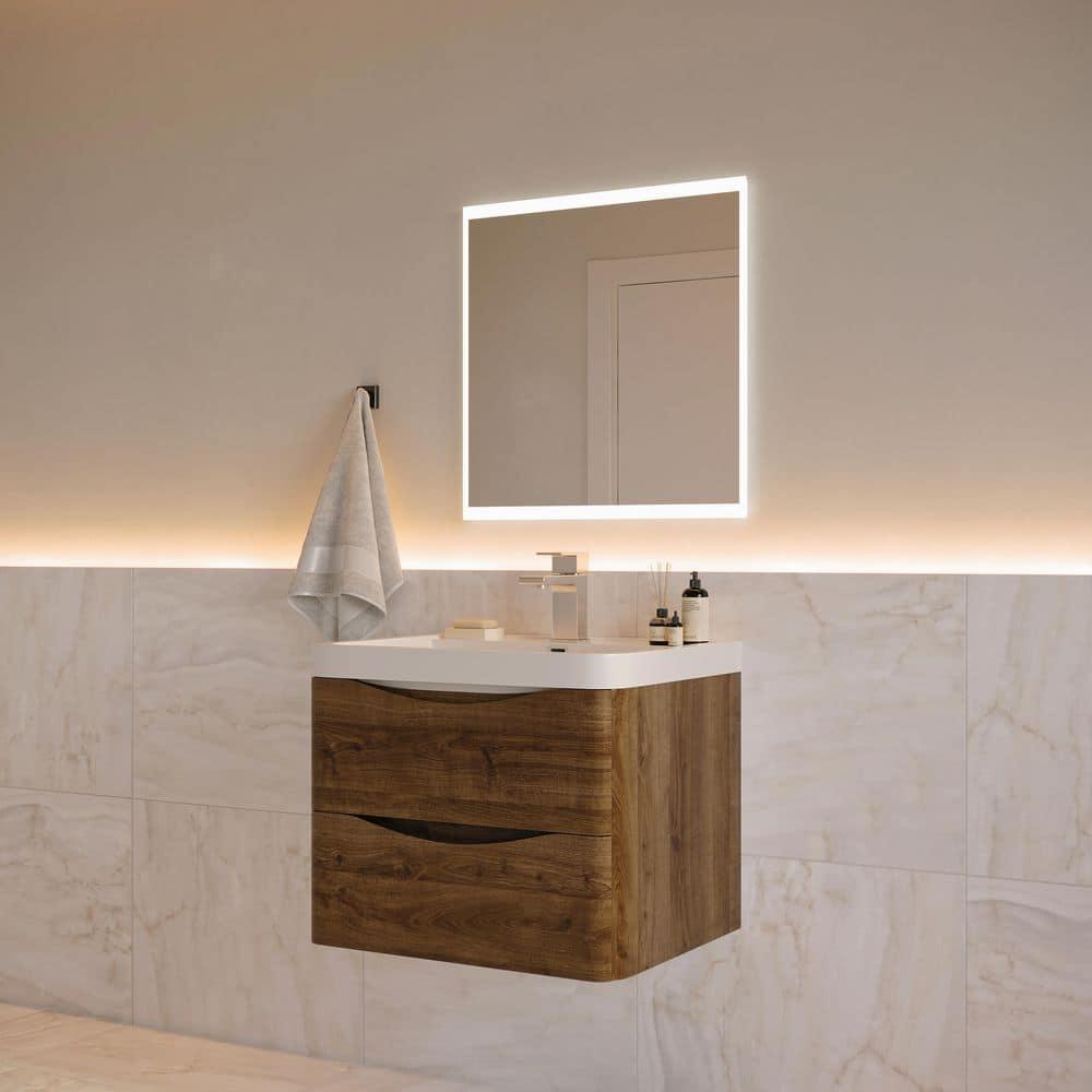 Tuscany 24" Wall Mount Modern Bathroom Vanity with Integrated Single Sink - Faucet Not Included