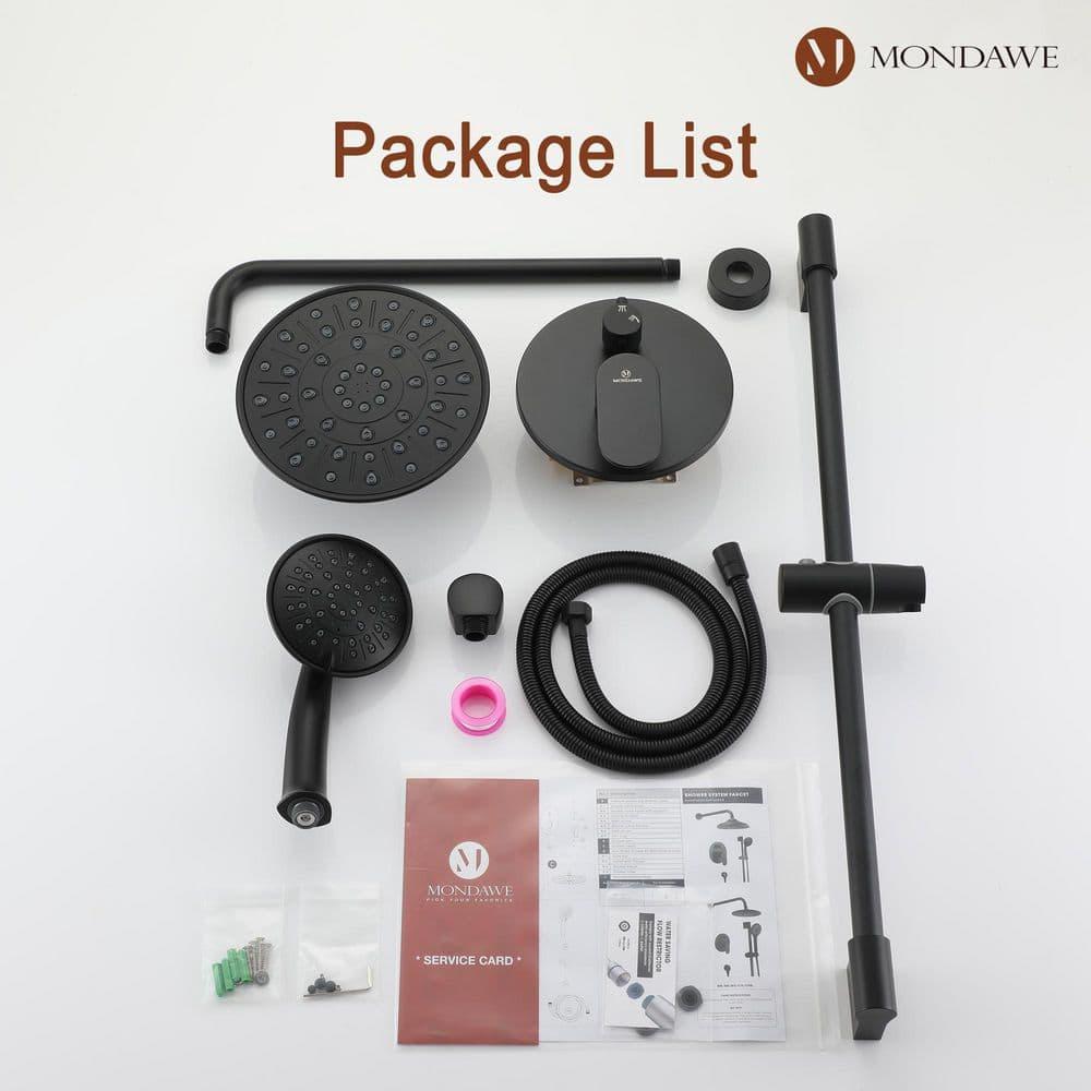 mondawe MD-A3815-MB Calliope Wall Mounted 2-Function Retro Pressure-Balanced Shower System with 3 Setting Handheld