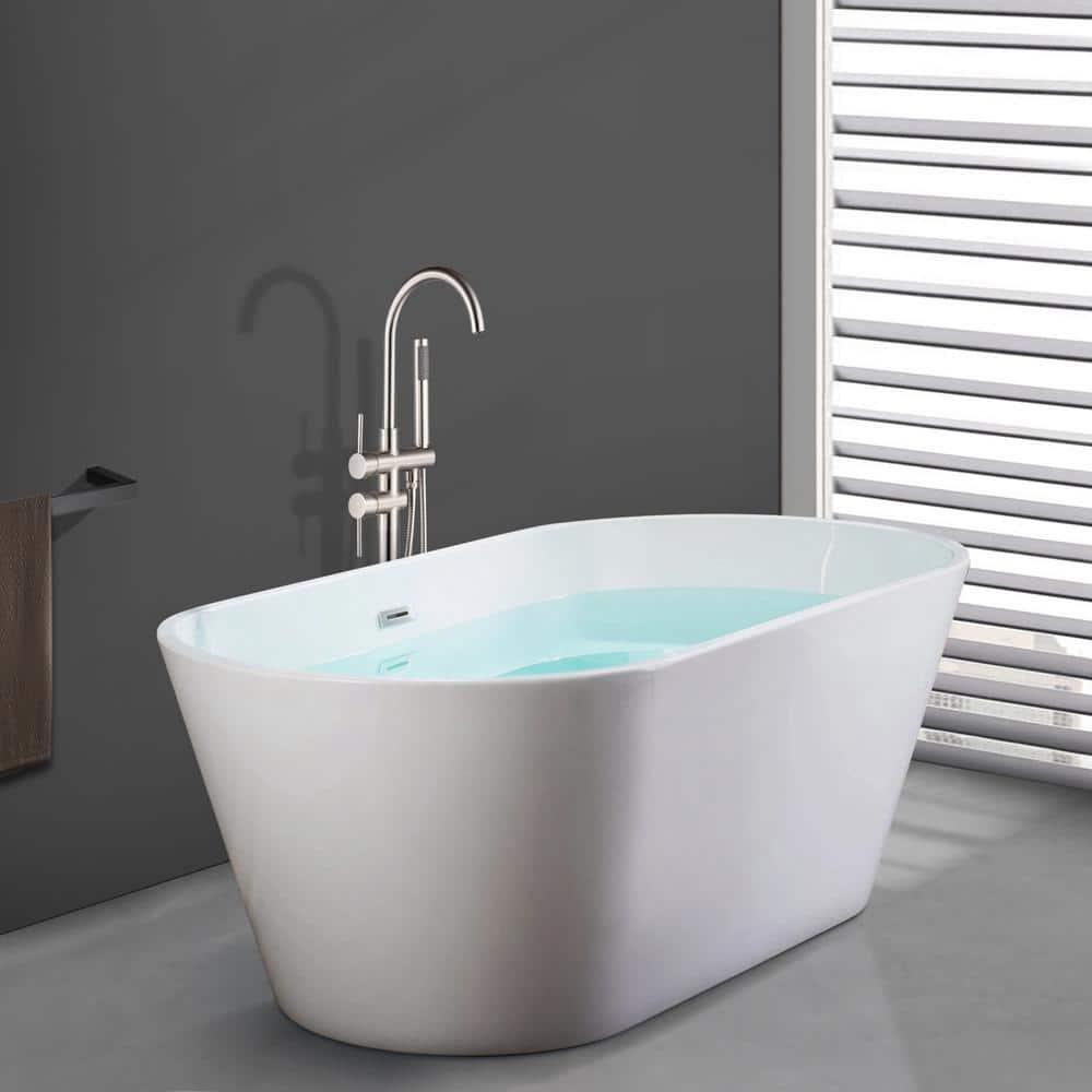 Double Handle Floor Mounted Freestanding Tub Filler With Handshower