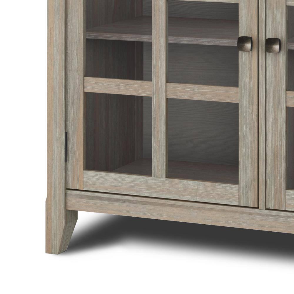 Simpli Home Acadian Wood 62" Transitional Cabinet in Gray