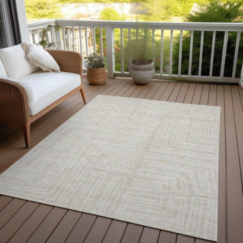 Machine Washable Indoor/Outdoor Chayden ACN1045 Beige Rug