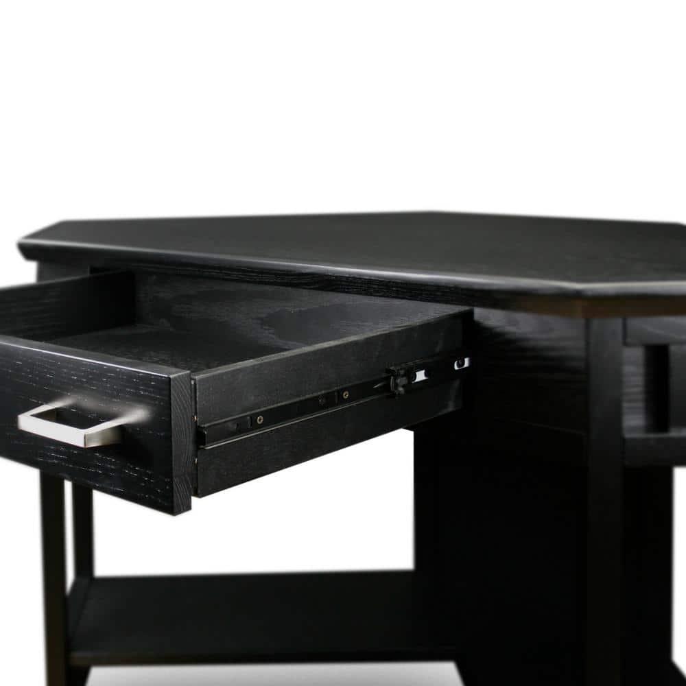 Leick Furniture Corner Computer Wood Desk in Black