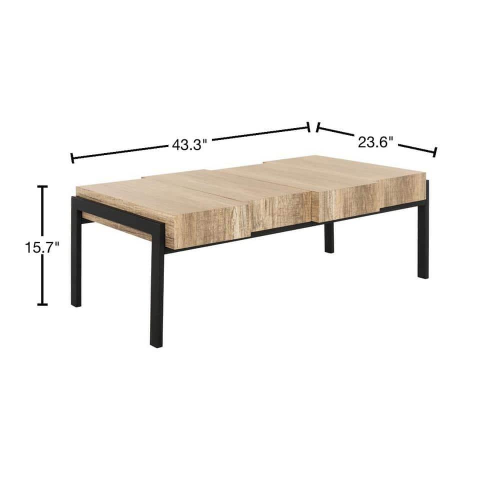 Alexander Coffee Table - Multi Brown/Black Metal Legs - Safavieh