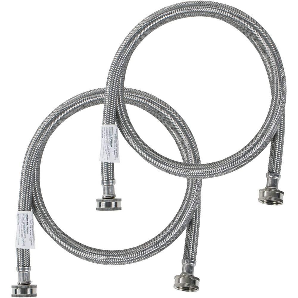 Certified Appliance Accessories® 2-Pack Braided Stainless Steel Washing Machine Hoses (4 Ft.) in Silver