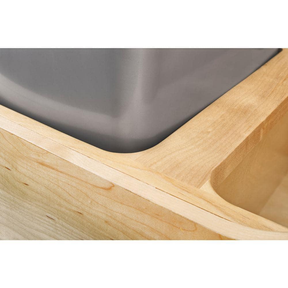 Natural Maple Pull-Out Waste Container with Silver Bin