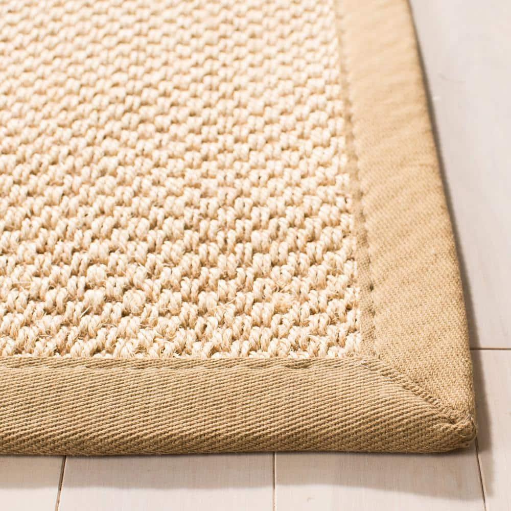 SAFAVIEH Natural Fiber Jovana Border Seagrass Area Rug, Maize/Linen, 9' x 12'