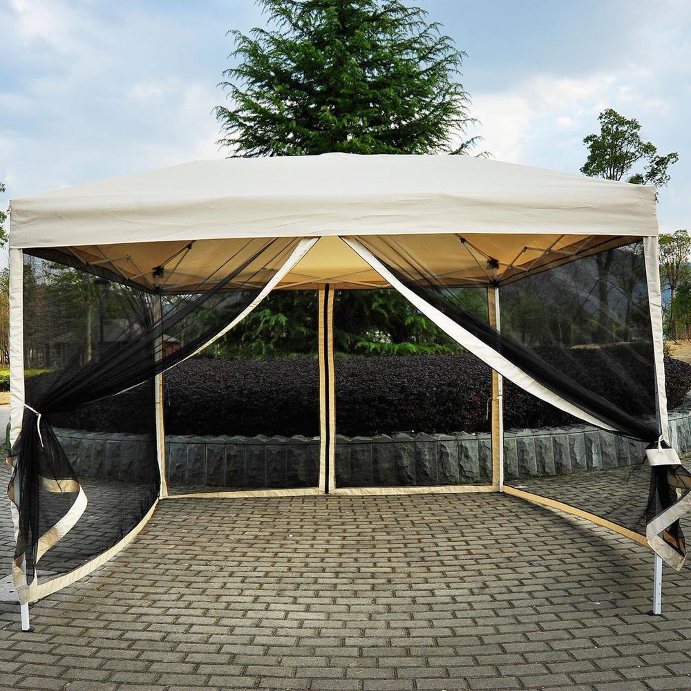 Outsunny 10' x 10' Pop Up Canopy Tent with Breathable Mesh Sidewalls, Easy Height Adjustable, Easy Transport Carrying Bag for Backyard Garden Patio