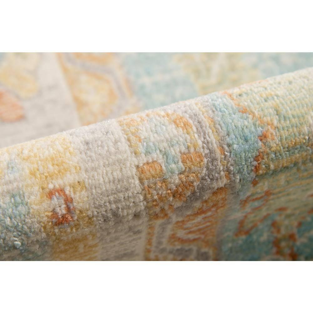 Bohemian 9 ft. X 12 ft. Aqua Border, Floral, Oriental Area Rug