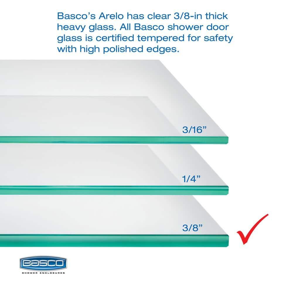 Arelo 56" - 60" W x 72" H Semi-Frameless Shower Door