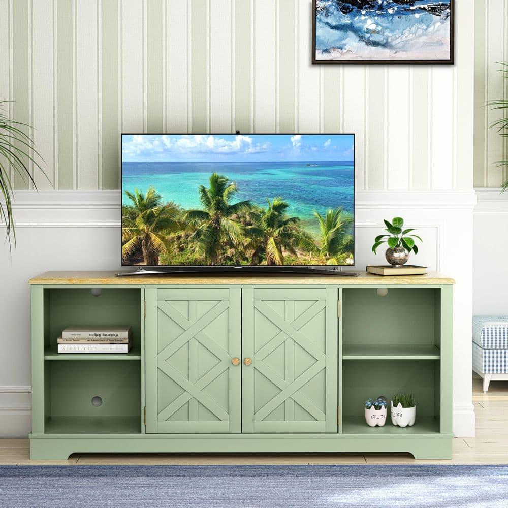 70" Farmhouse Style TV Stand for TVs up to 78" Green - Festivo
