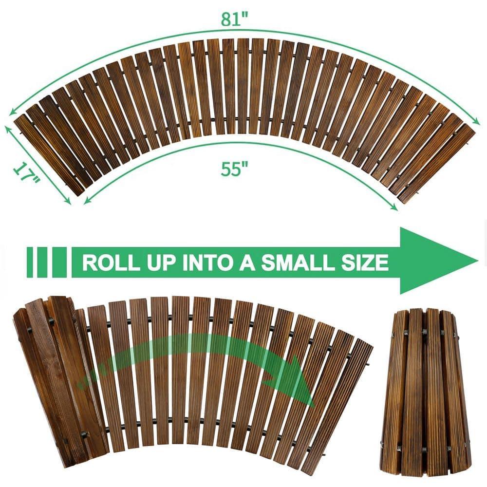 RELIANCER 6' Wooden Garden Pathway,Outdoor Roll Out Cedar Curved Walkway,Patio Path Decorative Garden Boardwalk Walkways,Weather-Resistant Roll Up Beach Wood Road Floor,Wedding Party Pathways