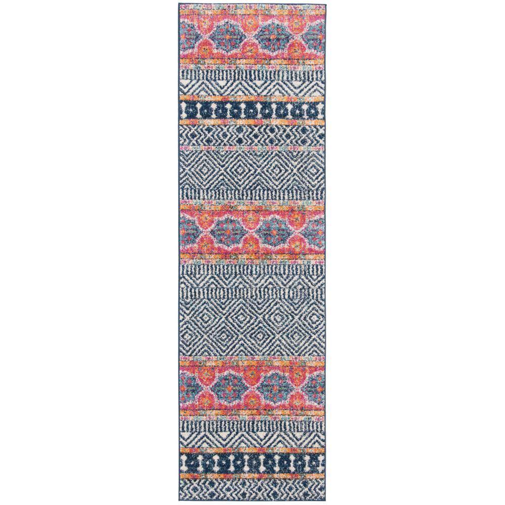 Madison MAD797 Power Loomed Runner Rug - Navy/Ivory - 2'3"x22' - Safavieh.